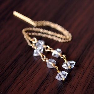 Herkimer Diamond Threader earrings dangle drop gemstone